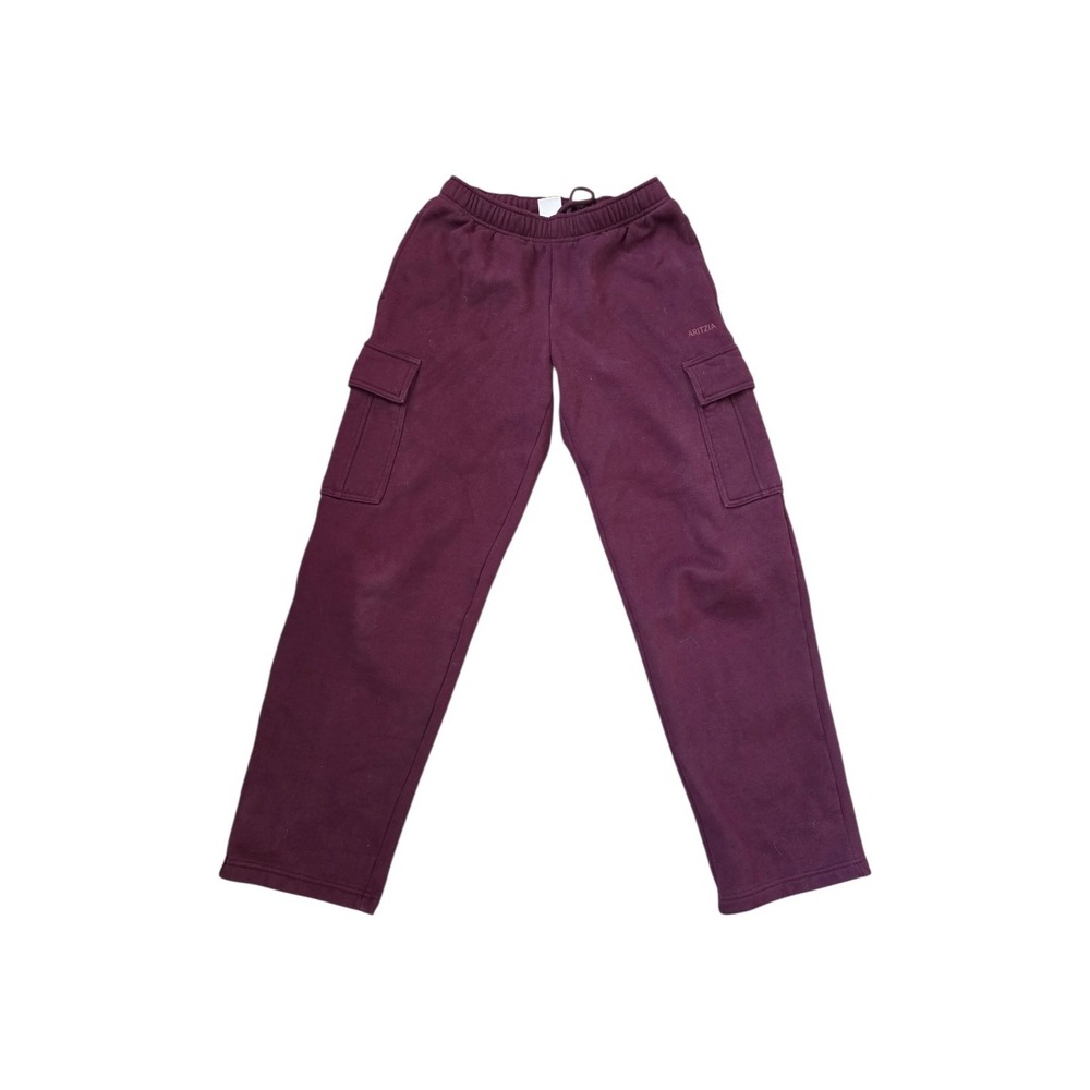 Aritzia Cargo‎ Burgundy Sweatfleece Mega Fit Cozy Pants sz S